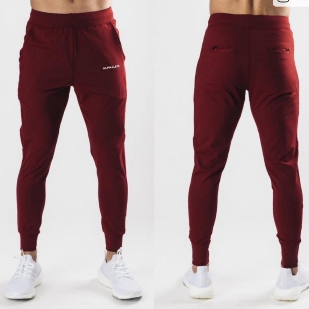 Alphalete Pro Elite Stretch Joggers with Pockets Burgandy Men's M